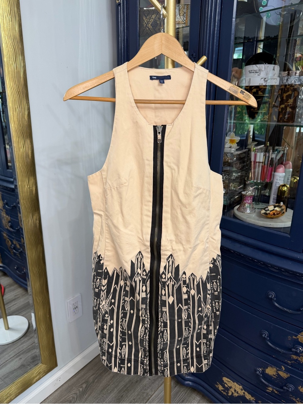 Vintage 2009 GAP x VENA CAVA Khaki Zip Mini Dress Y2K